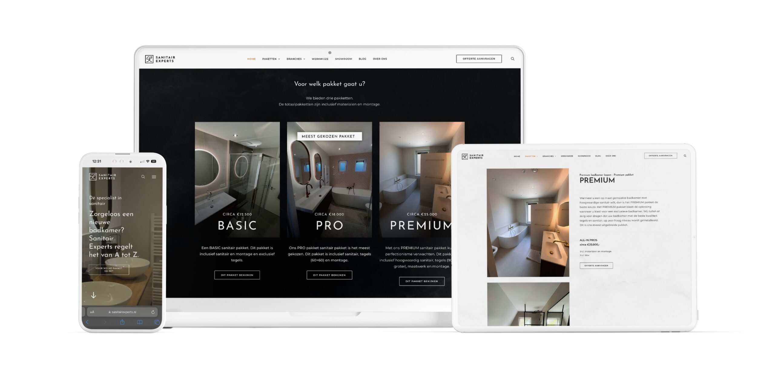 Website voor badkamer sanitair bedrijf